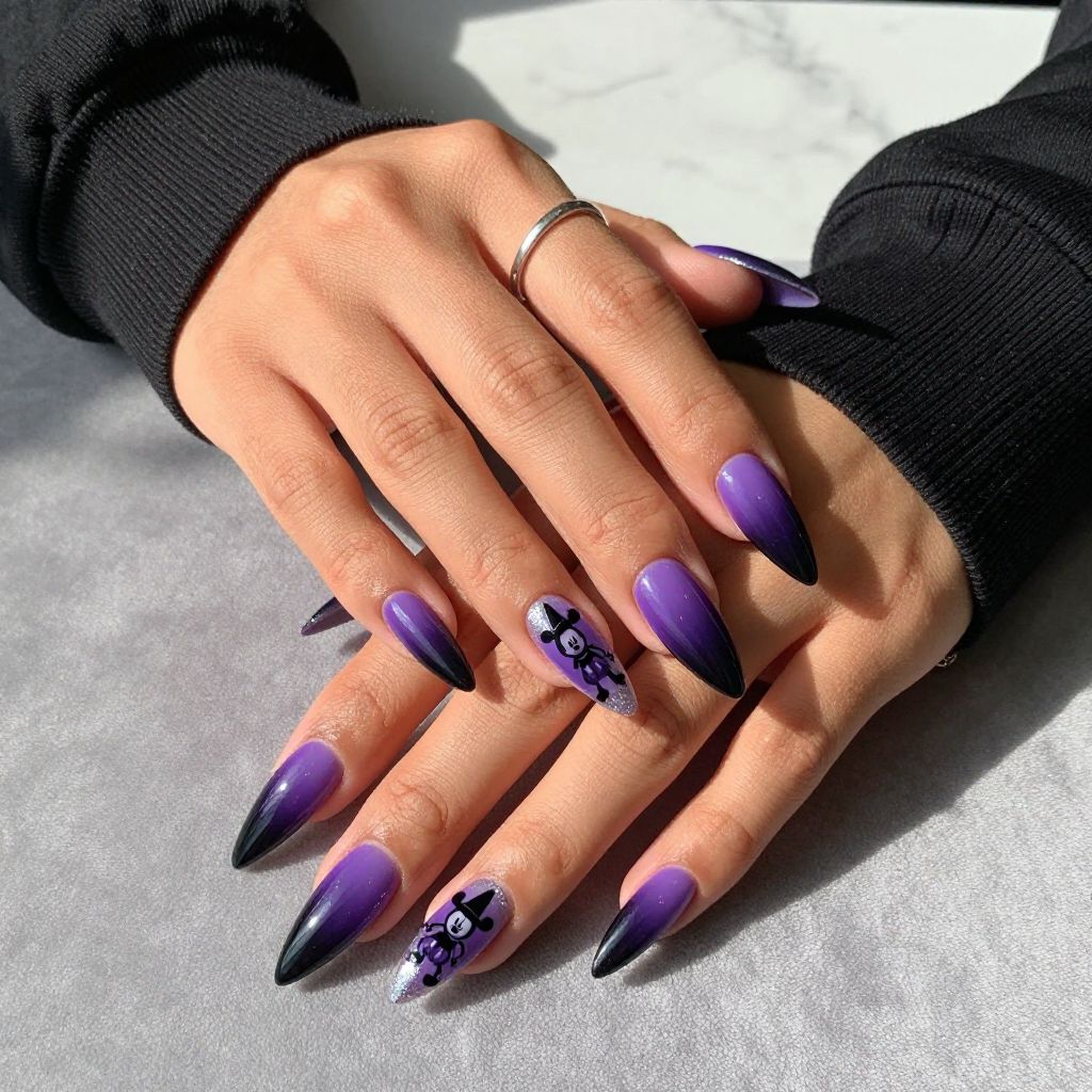 Witch Mickey Silhouette nails