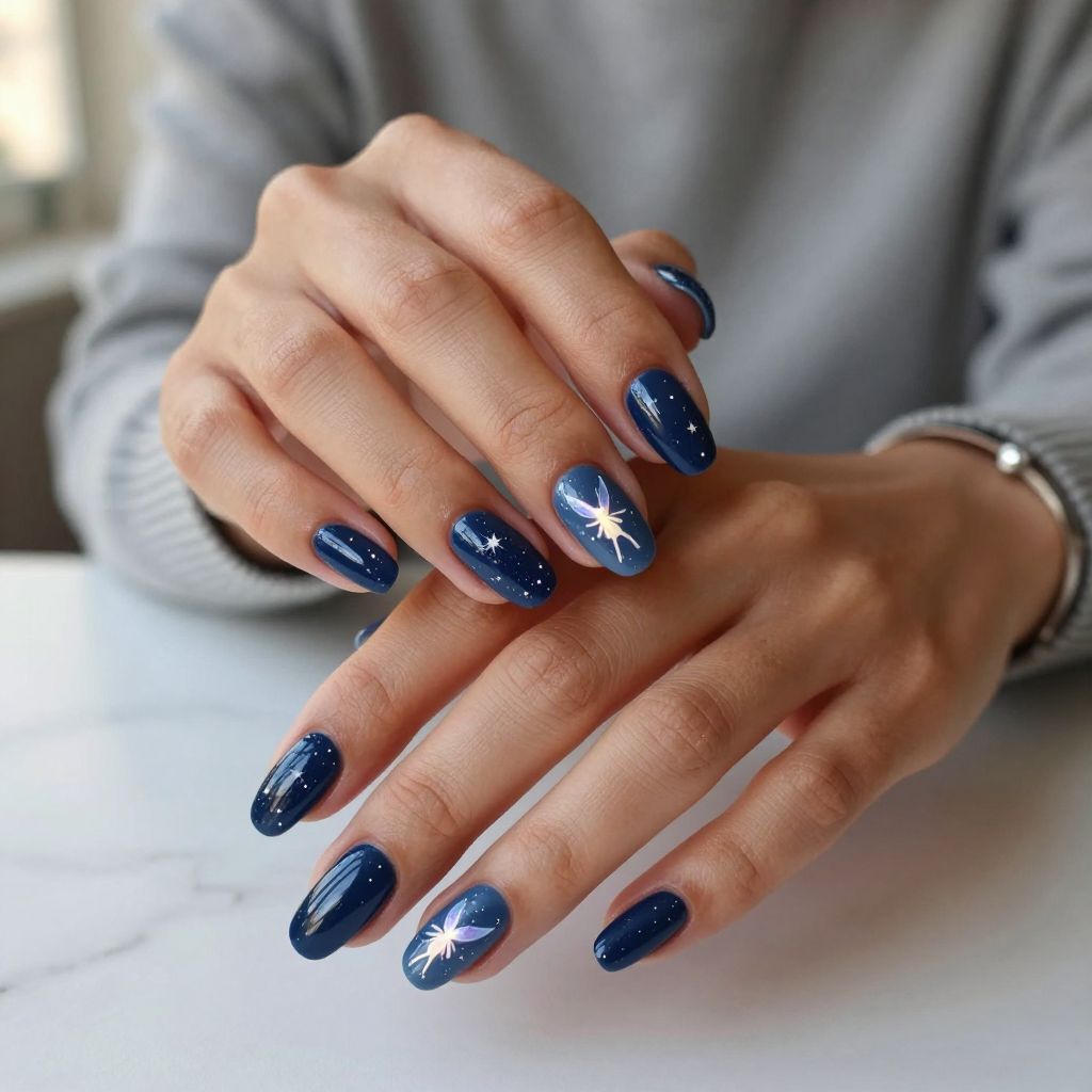 Haunted Night Sky With Tinker Bell nails