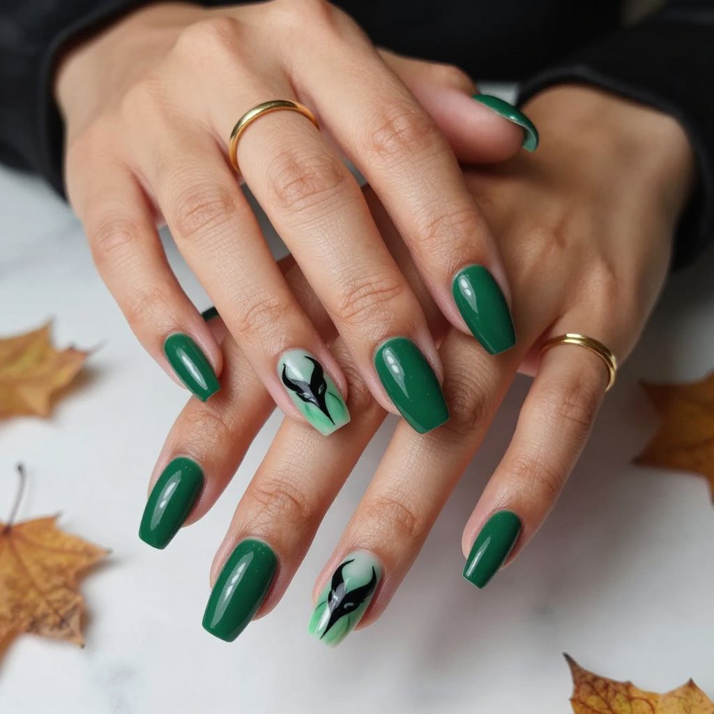 Maleficent Emerald Mystique nails