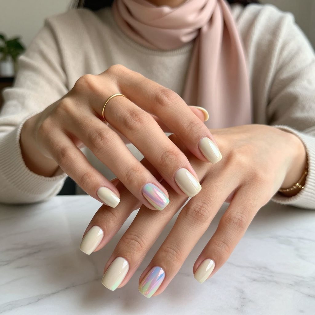 Iridescent Drip Over Nude Base