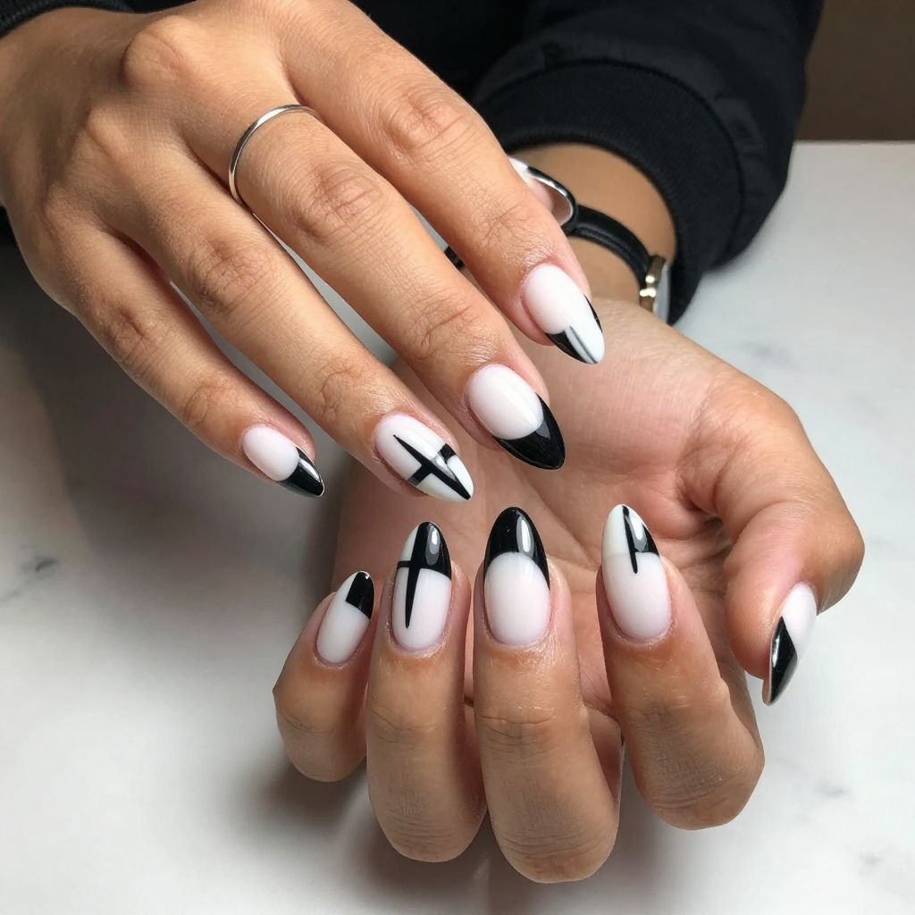 Black and White Geometric Drip