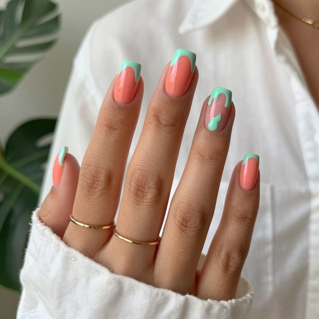 Coral and Mint Tropical Drip