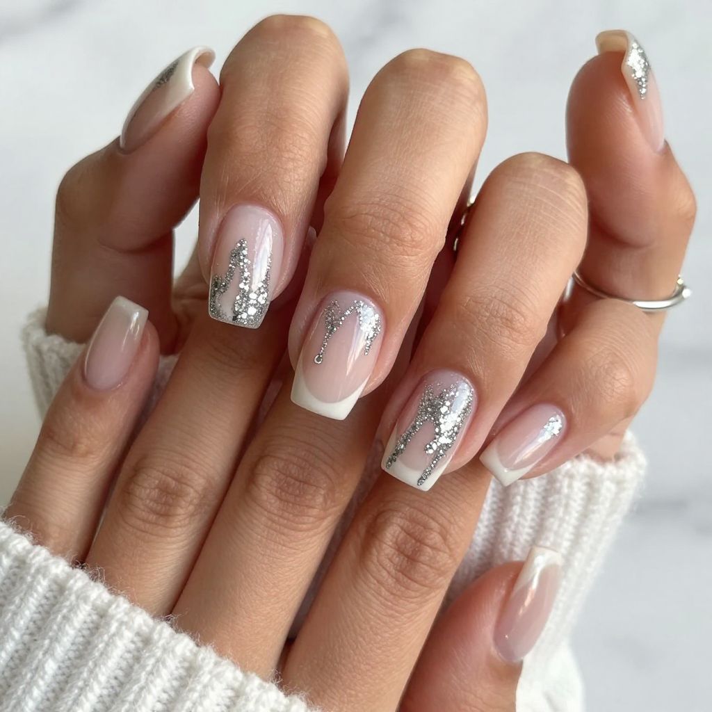Glitter Drip on Clear Nails