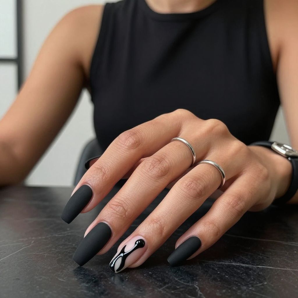 Matte Black Drip with Glossy Accents