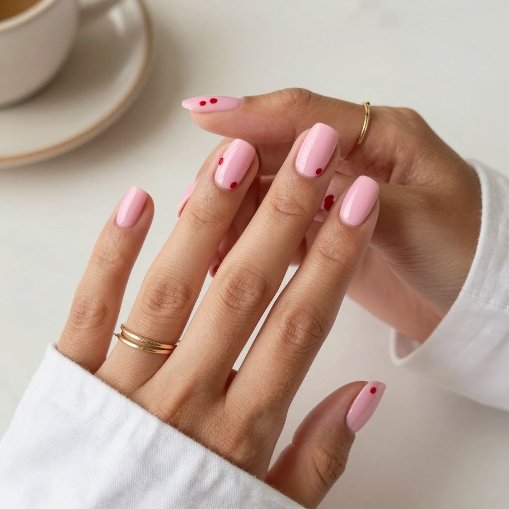 Candy Pink Glossy Drip on Short Nails