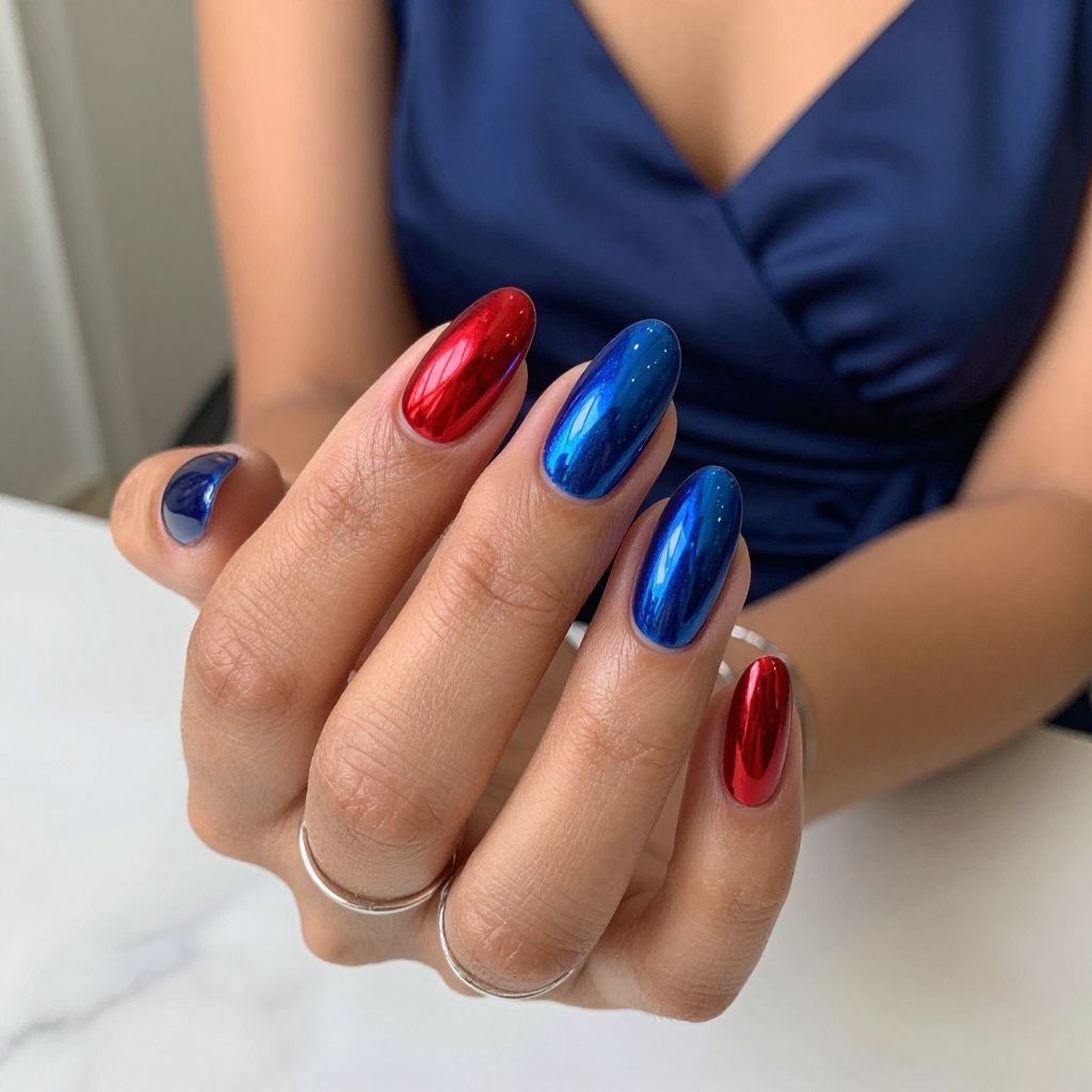 Mixed Metallic Red and Blue