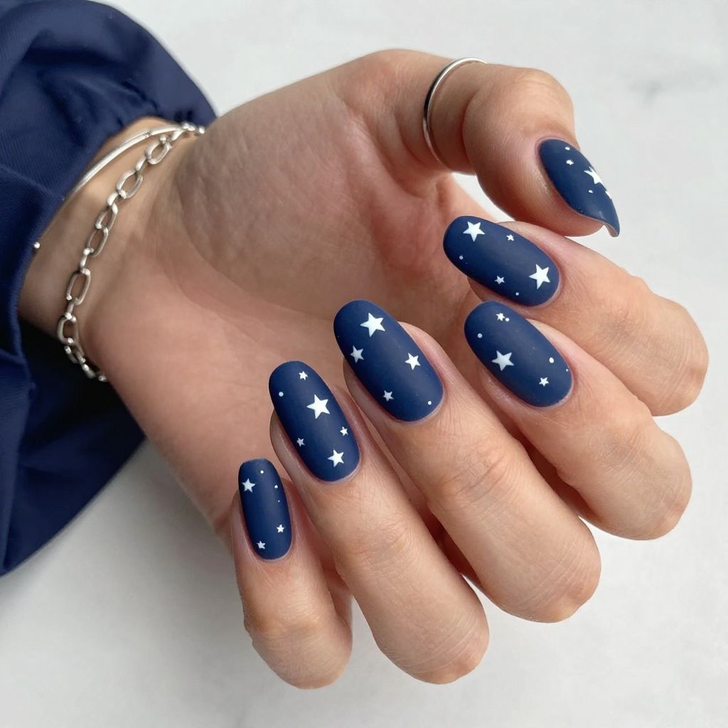 Matte Blue with Glossy Stars