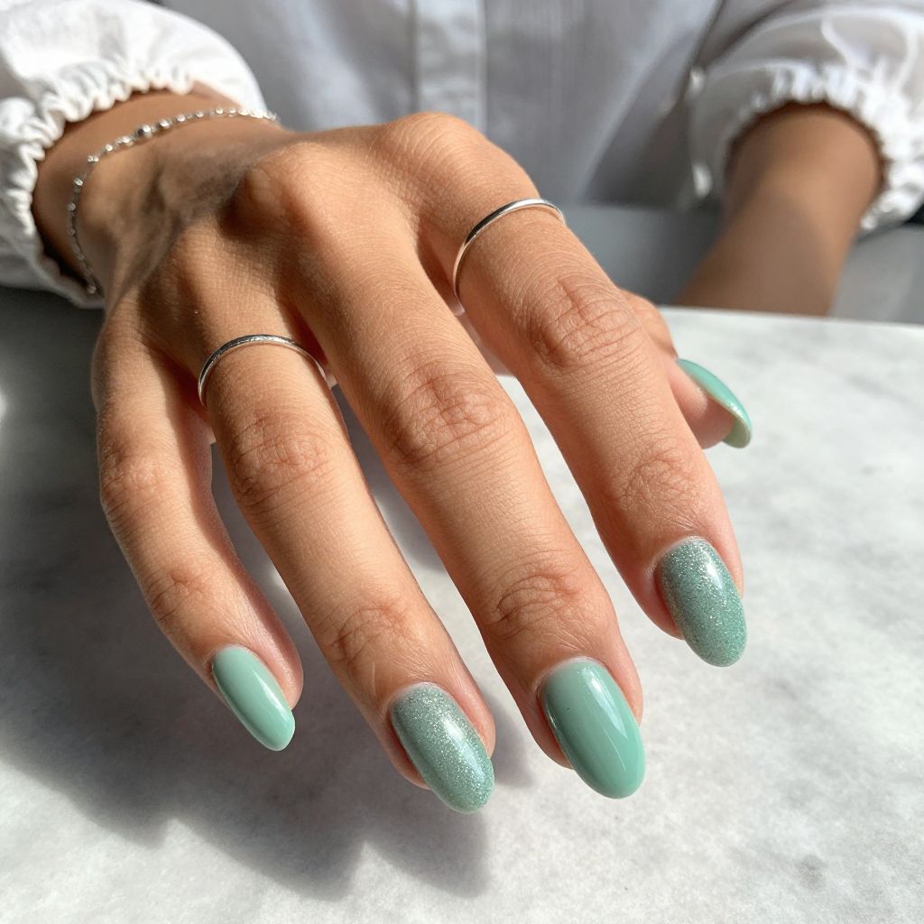 Seafoam Green with Subtle Glitter Fade