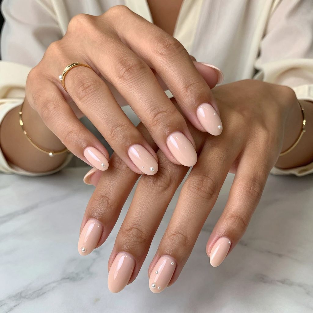Peachy Nude with Tiny Pearl Dots