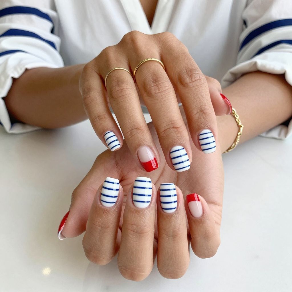 Nautical Stripes and Red Accents