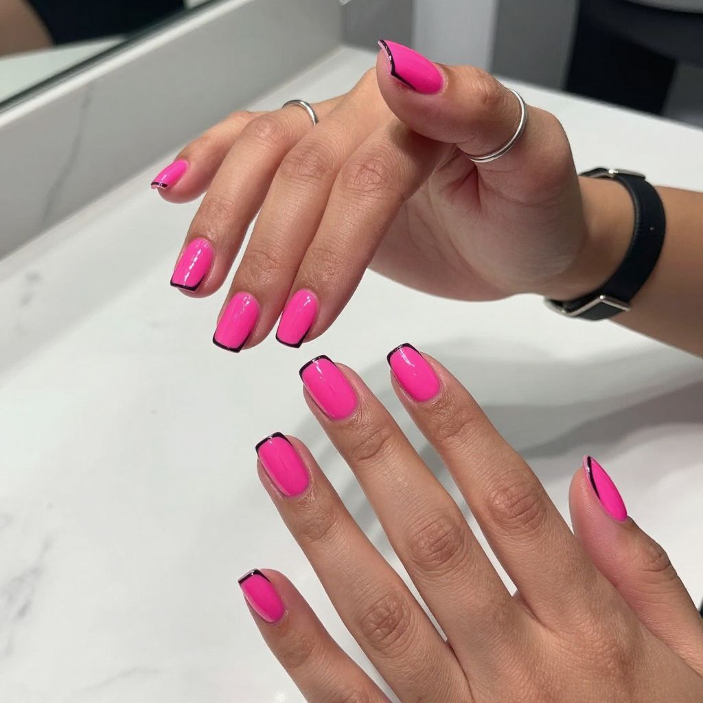 Neon Pink with Black Outline