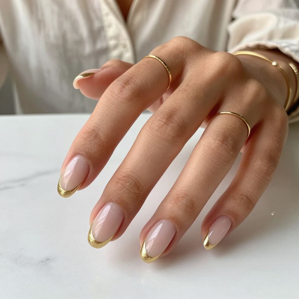 Clear Nails with Gold Foil Tips