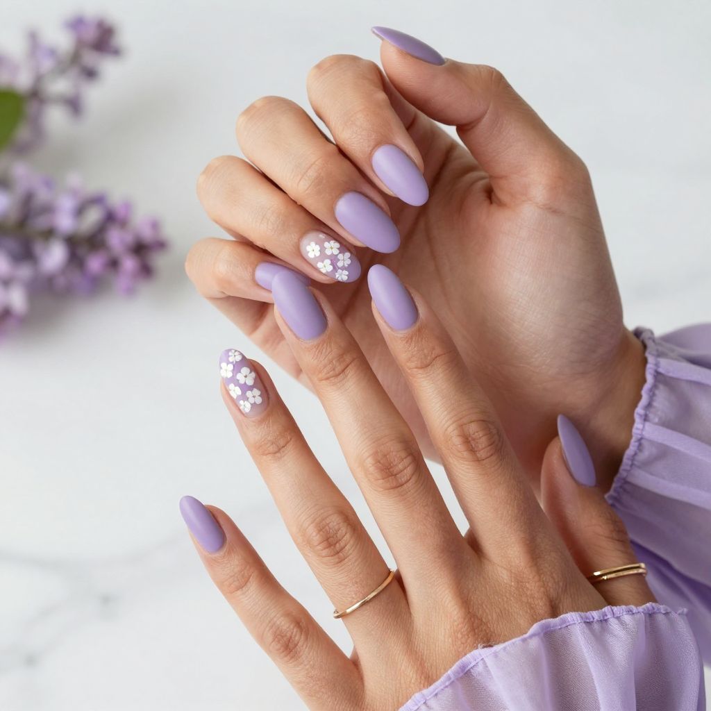Matte Lavender with Tiny White Flowers