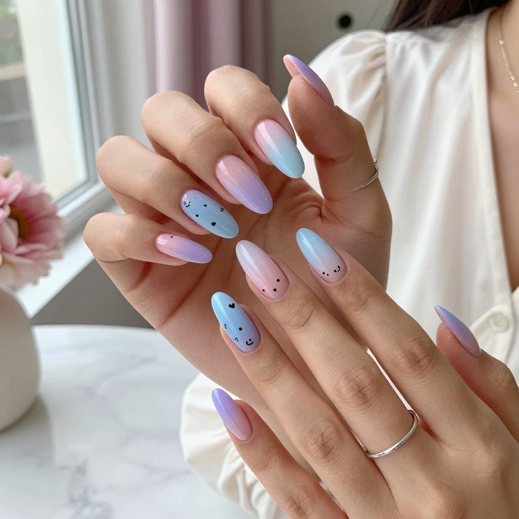 Pastel Gradient with Tiny Black Emojis