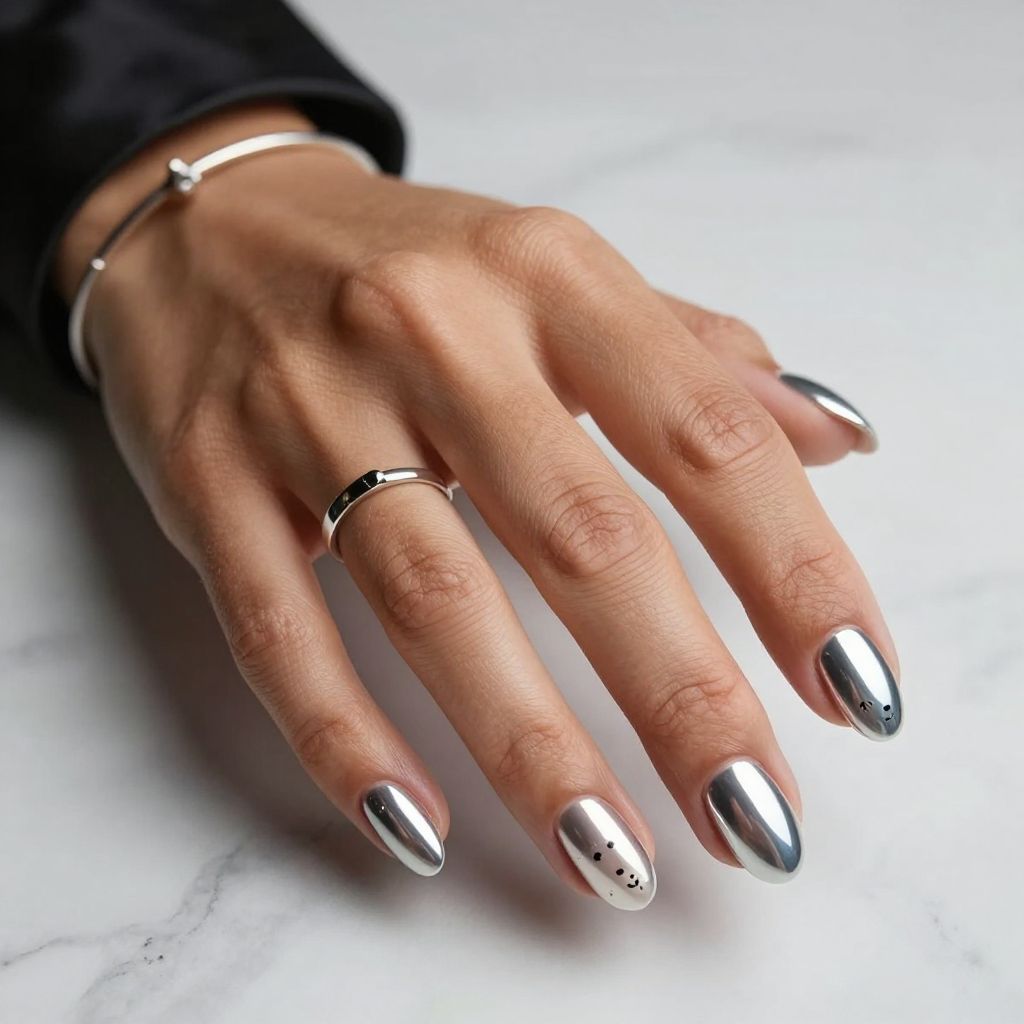 Metallic Chrome with Tiny Emoji Highlights
