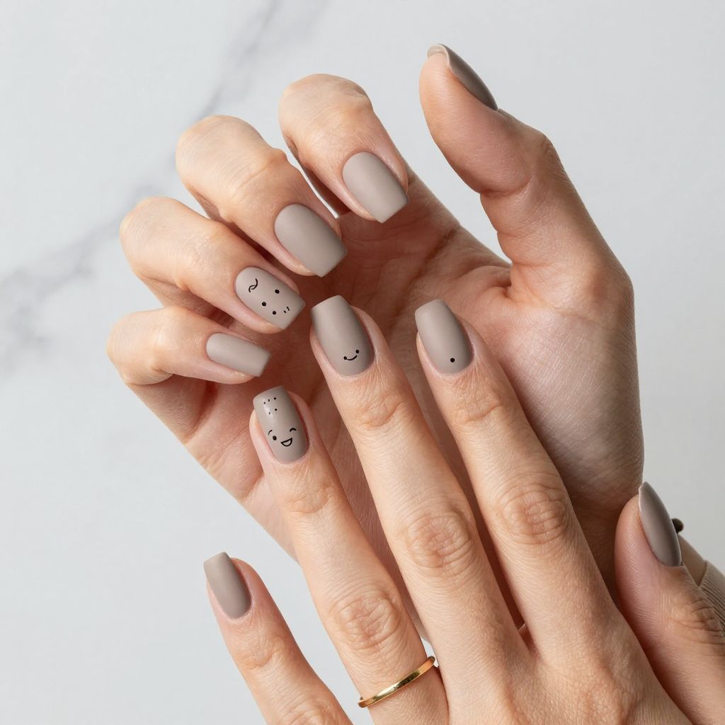 Nude Elegance with Subtle Emoji Details