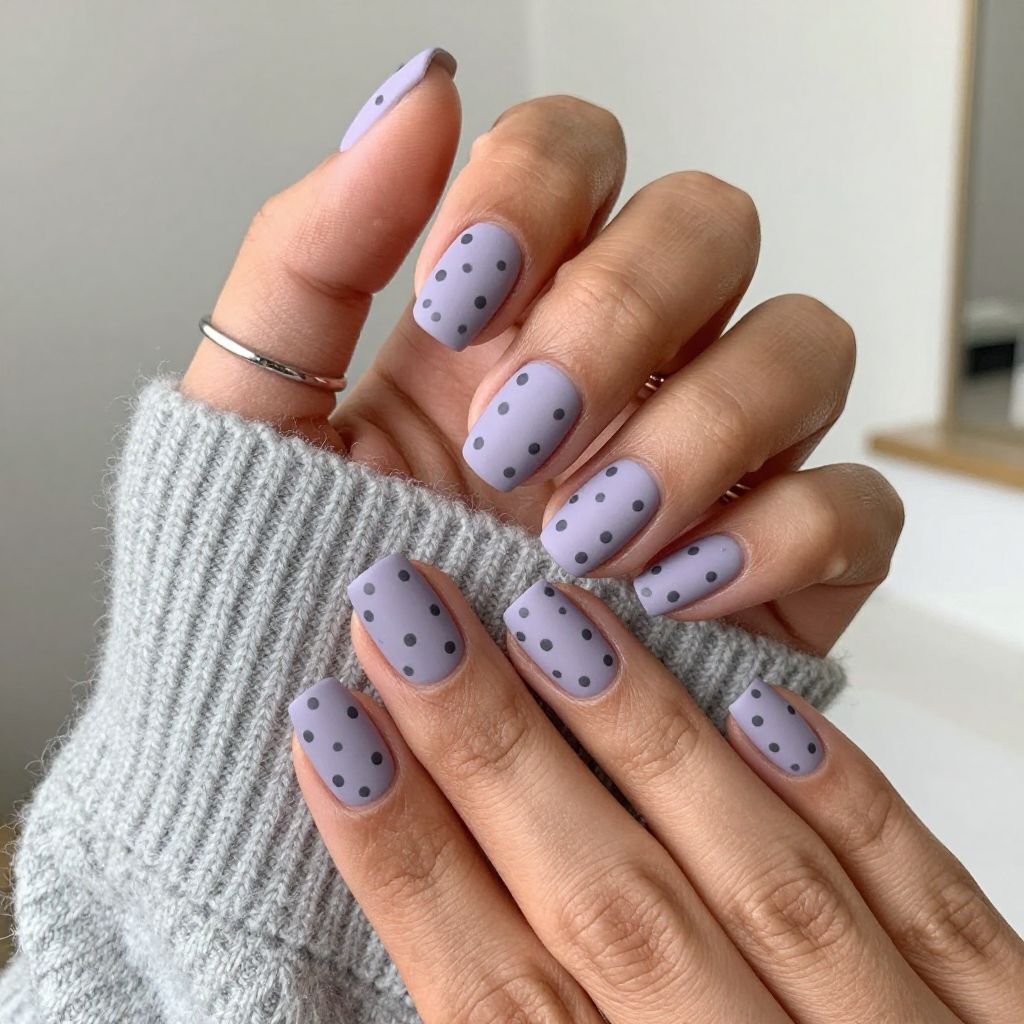 Soft Lavender Gray with Charcoal Dots