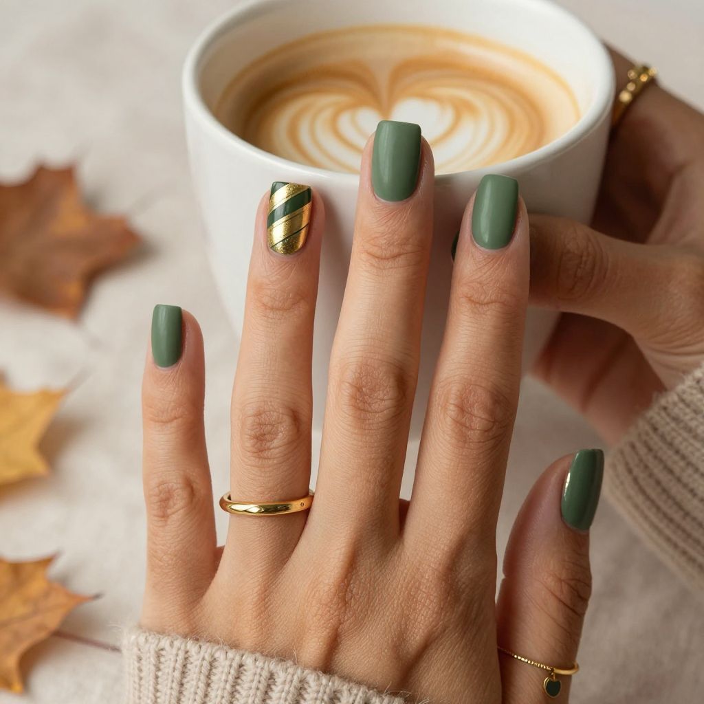Olive Green Matte with Gold Striping Tape