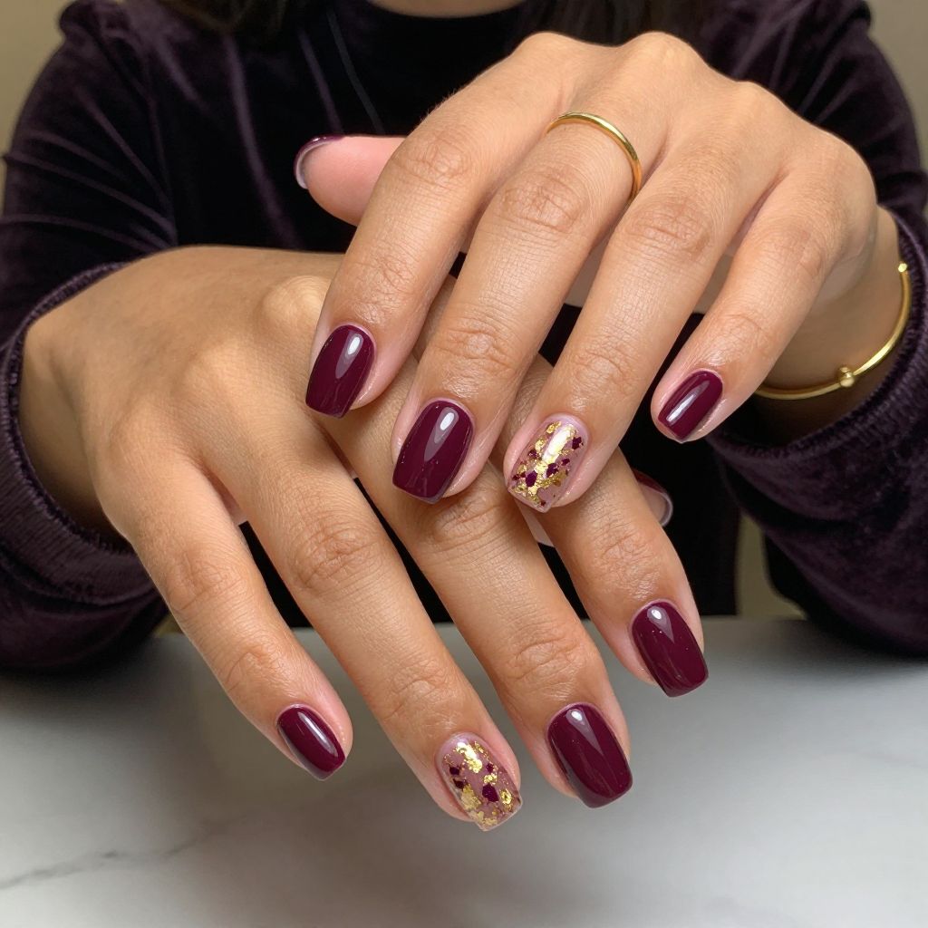 Glossy Deep Plum with Gold Foil