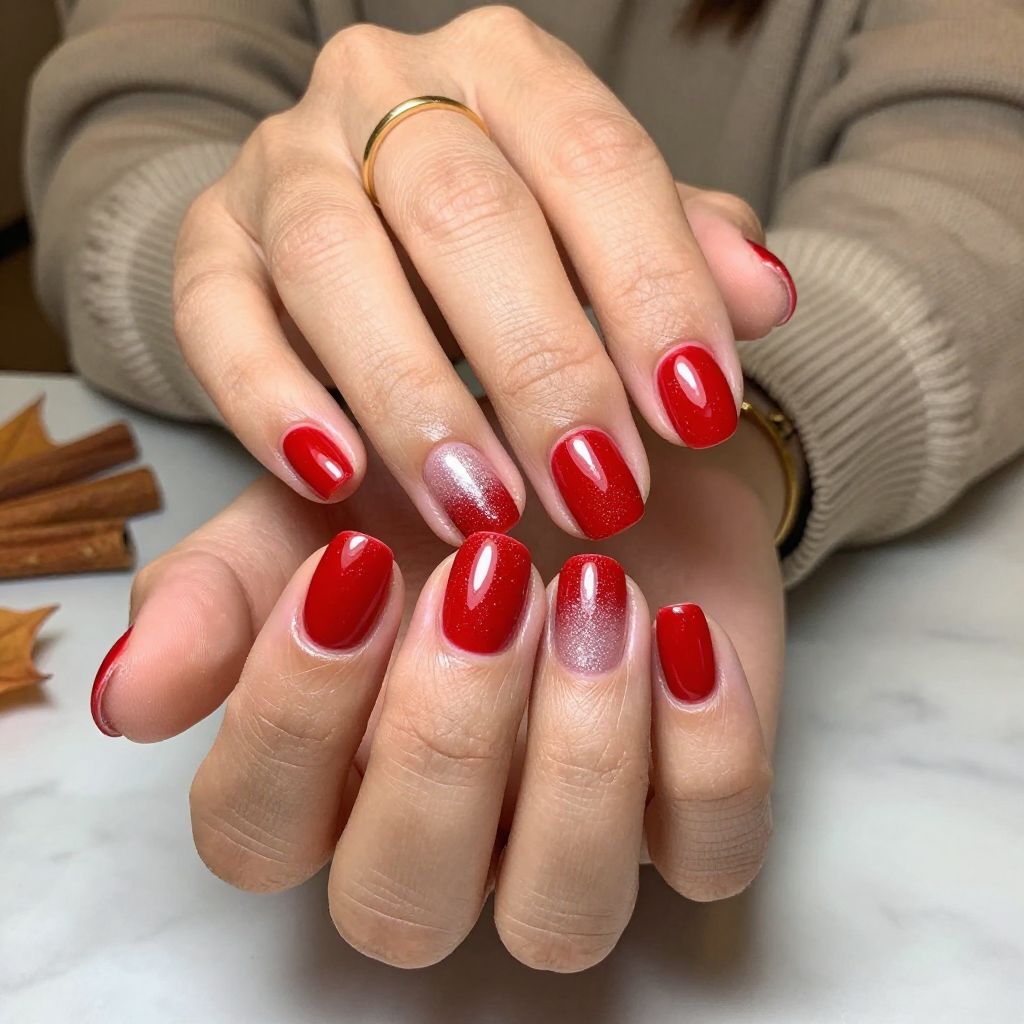 Classic Crimson with Subtle Glitter Fade