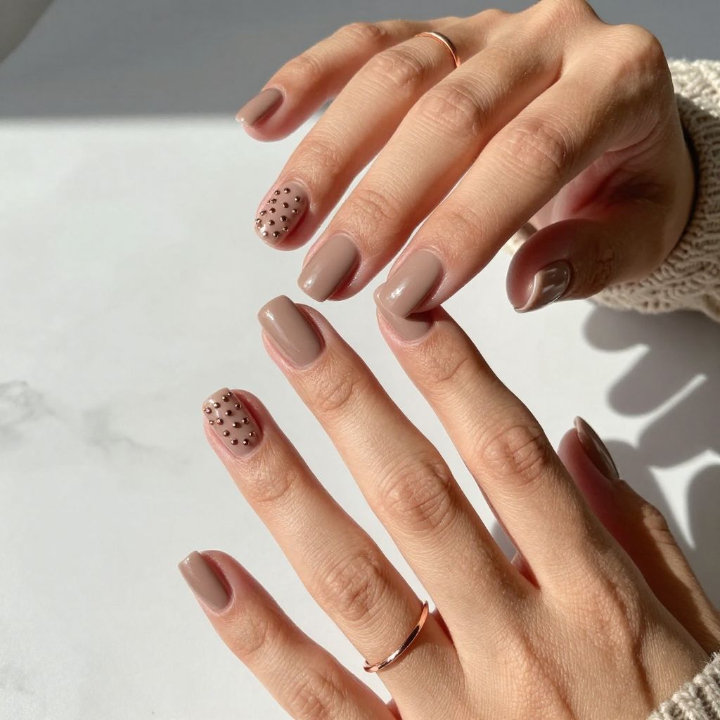 Warm Taupe with Rose Gold Studs