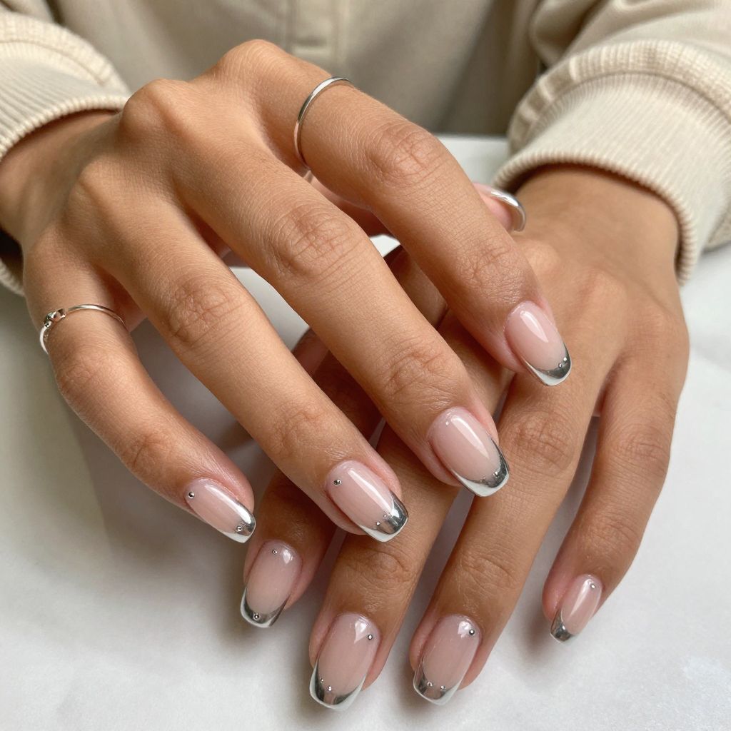 Clear Chrome French with Metallic Studs