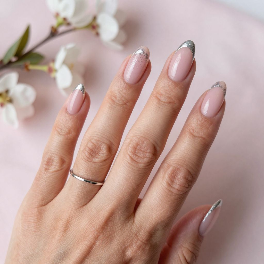 Blush Pink Chrome with Glitter Accents