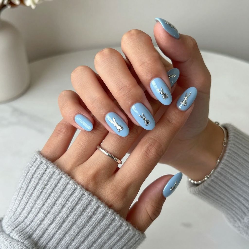 Baby Blue Bubble Bath with Silver Bunny Foil