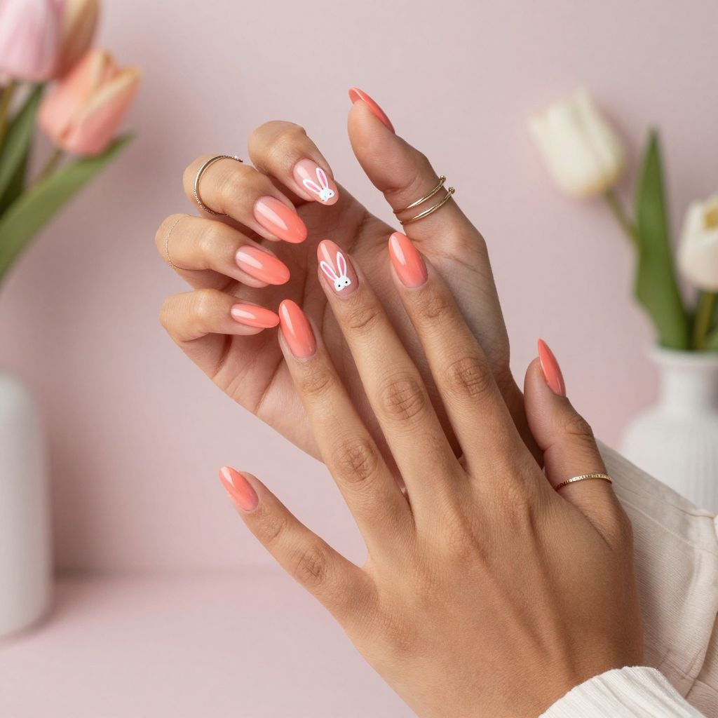 Coral Bubble Bath with Bunny Ear French Outline