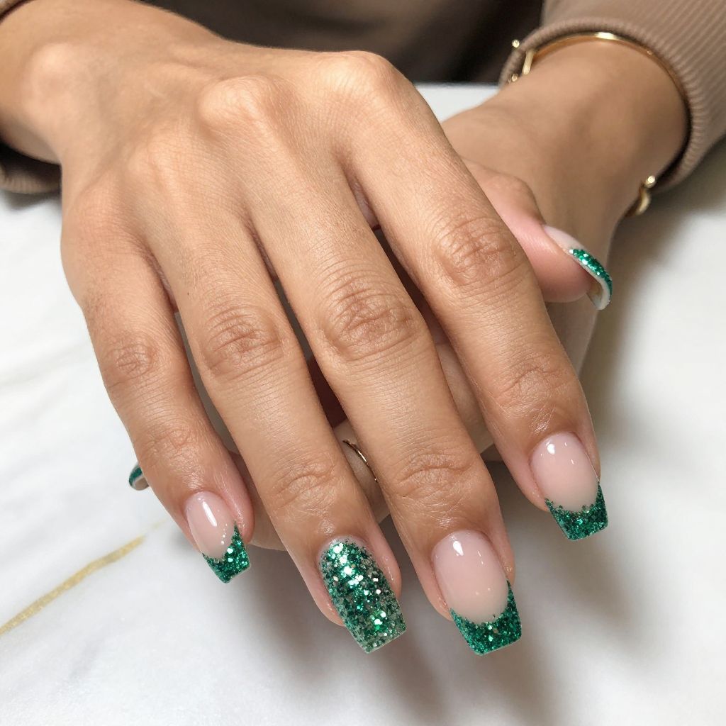 Chunky Emerald Nuggets Over Clear Base