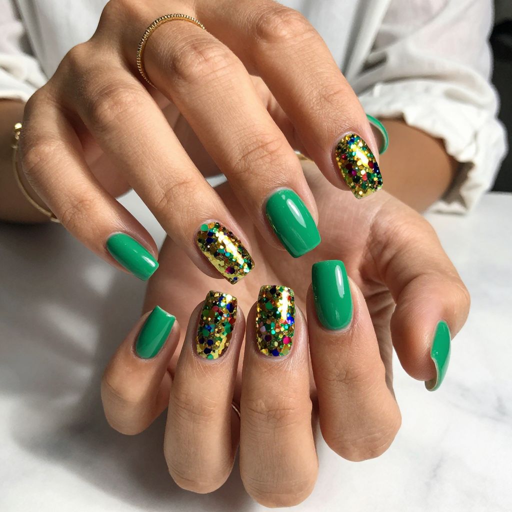 Glitter Confetti with Bold Kelly Green Base