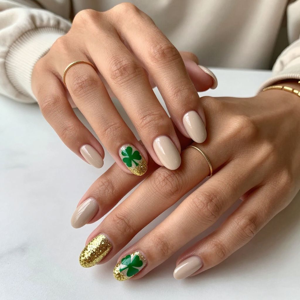 Gold Shamrock Glitter Accent