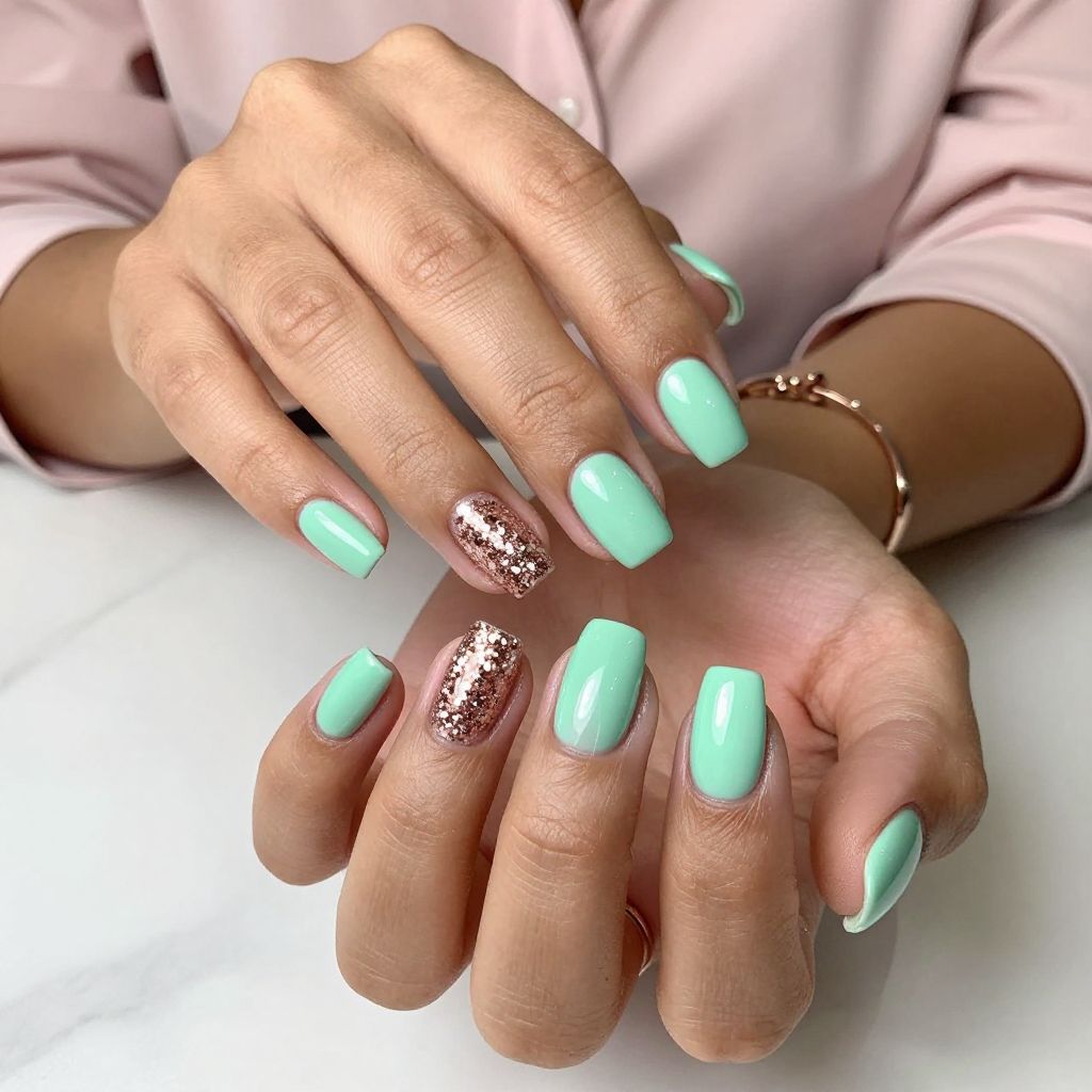 Minty Fizz with Rose Gold Sparkle