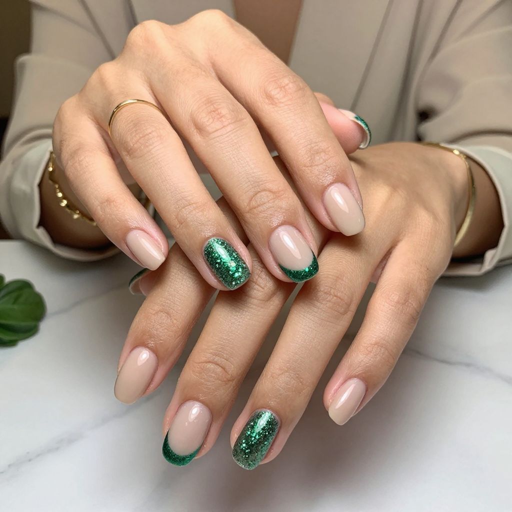 Glitter Half Moon in Kelly Green