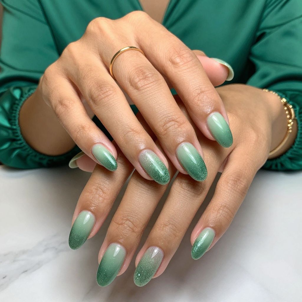 Glossy Jade with Glitter Ombré