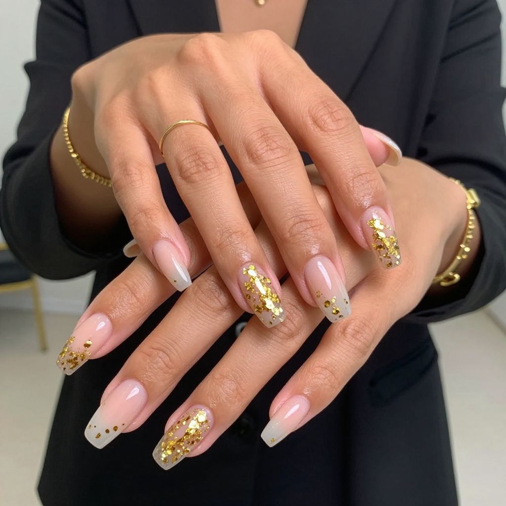 Textured Gold Flakes with Clear Tips