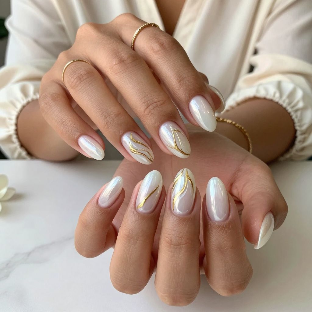 Two-Tone Gold and White Swirls