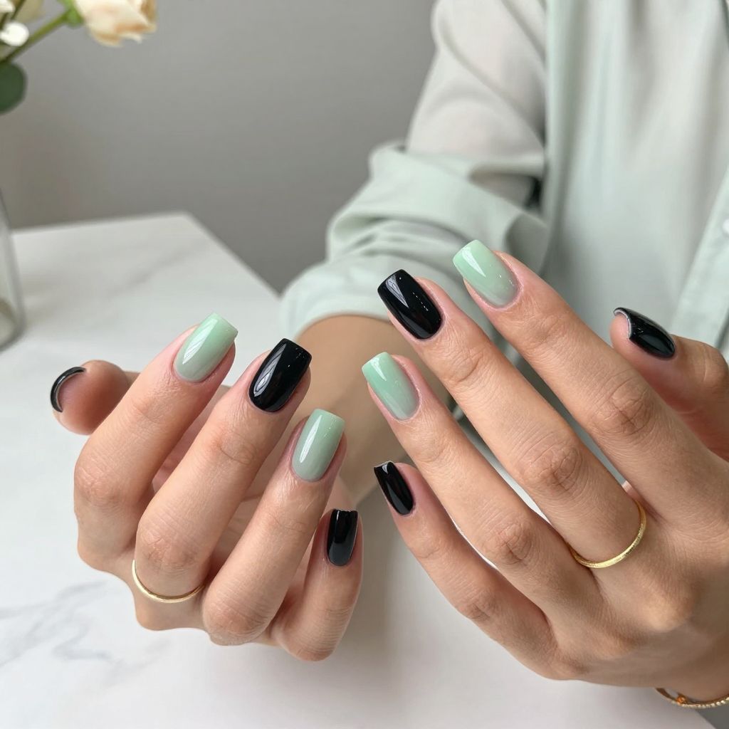 Translucent Jade and Black Half Design
