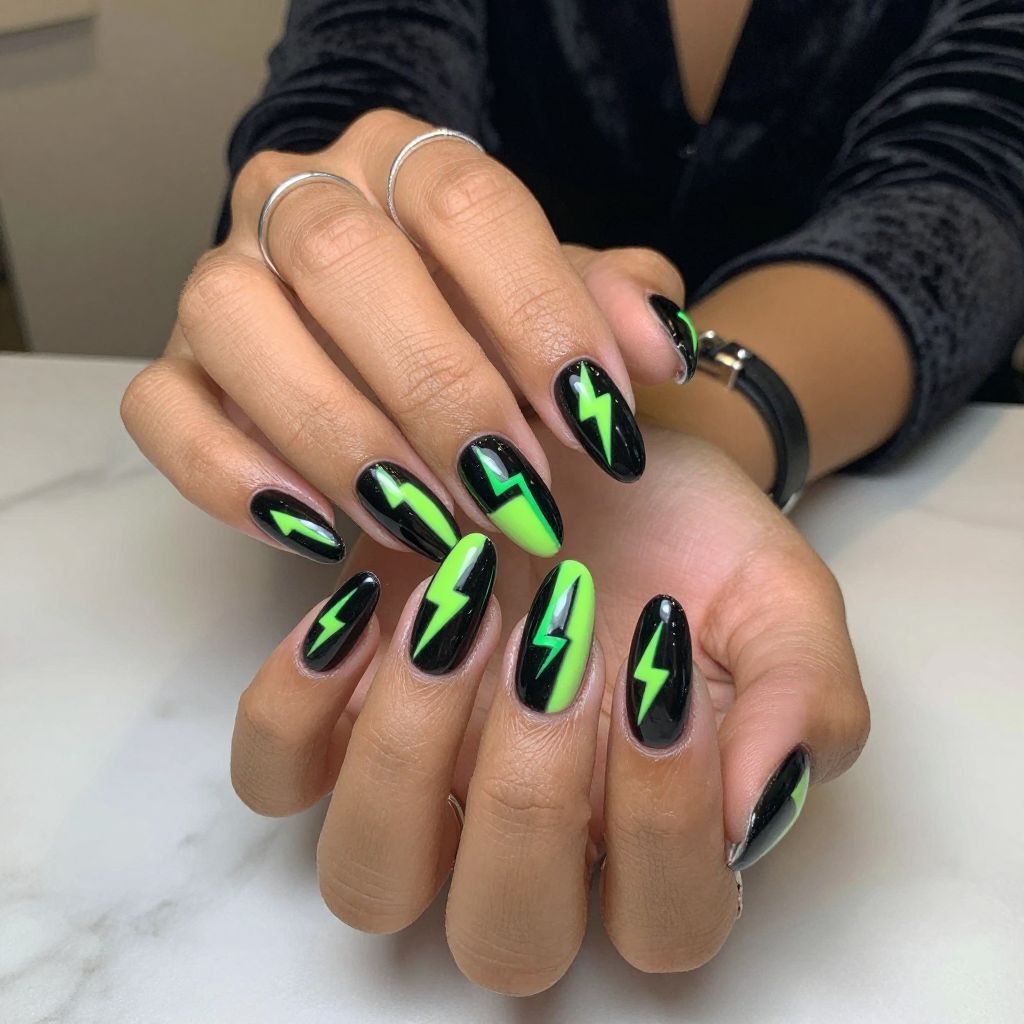 Neon Green Lightning Stripes