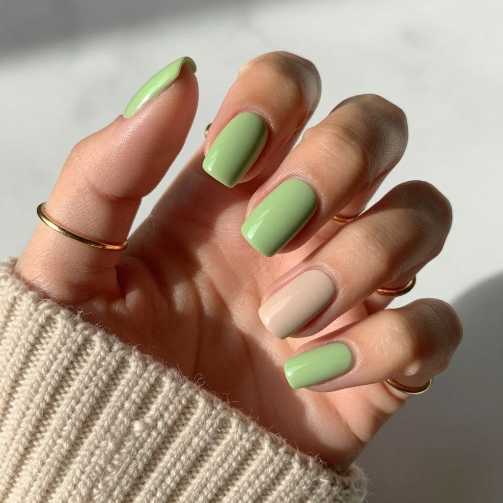 Avocado Green with Matte Nude Accents