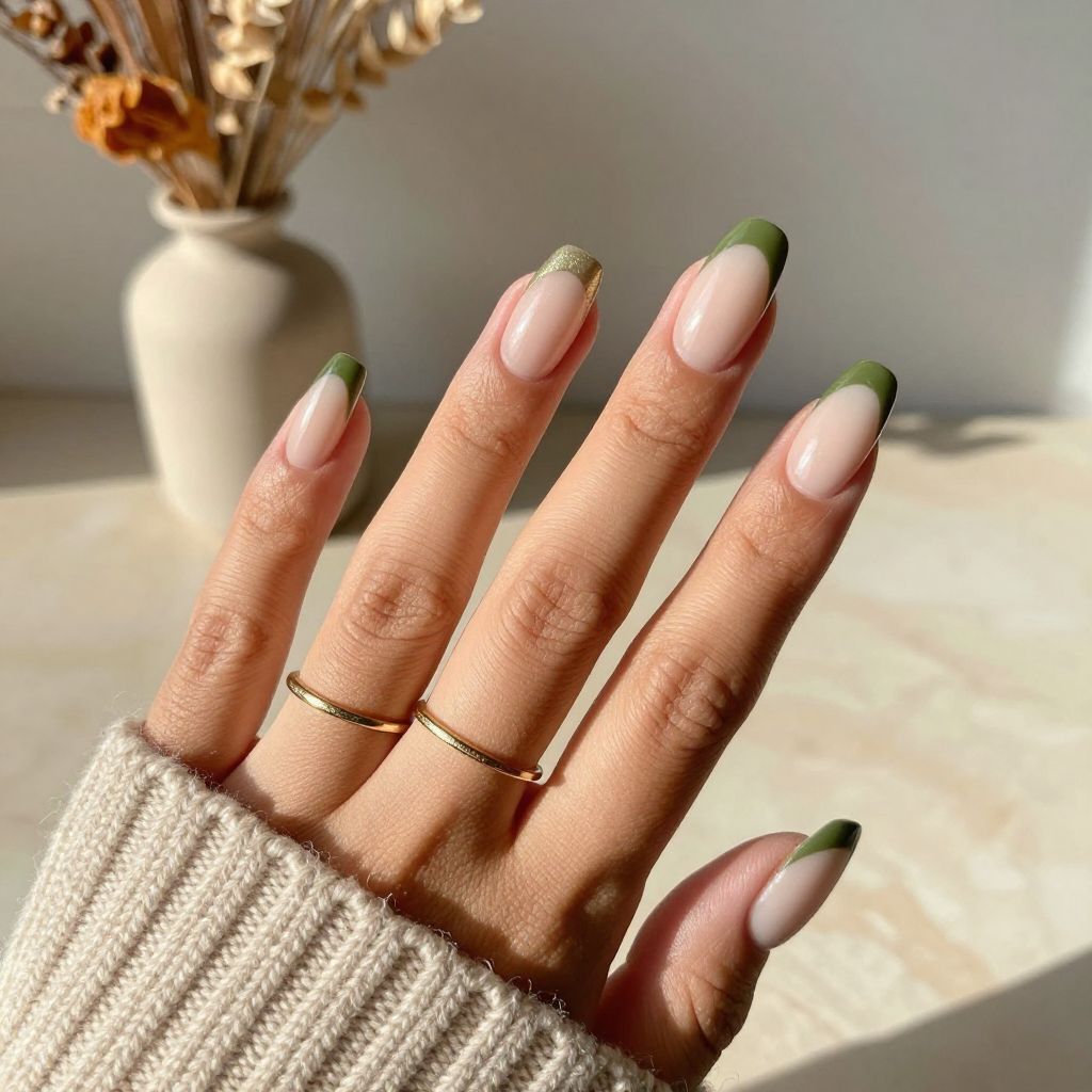 Olive French Tips with a Twist