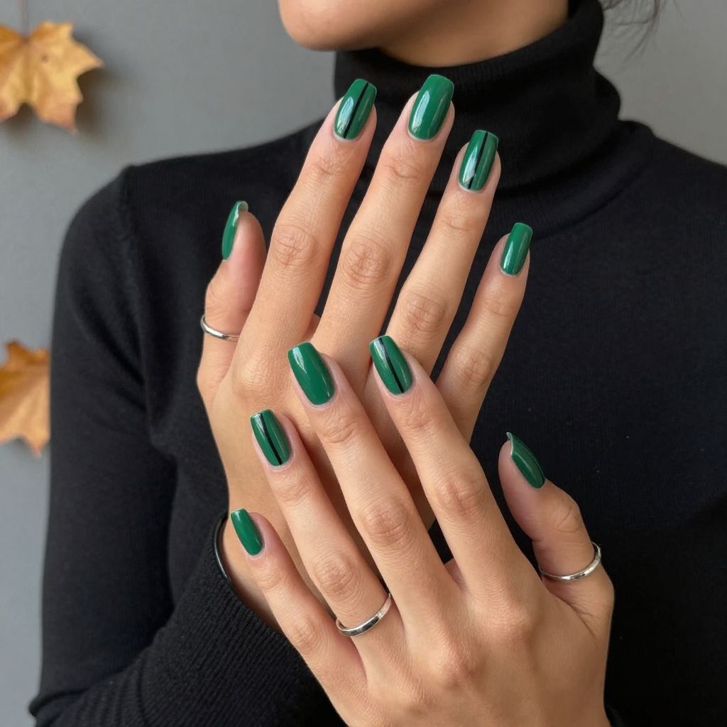 Emerald Green with Matte Black Stripes
