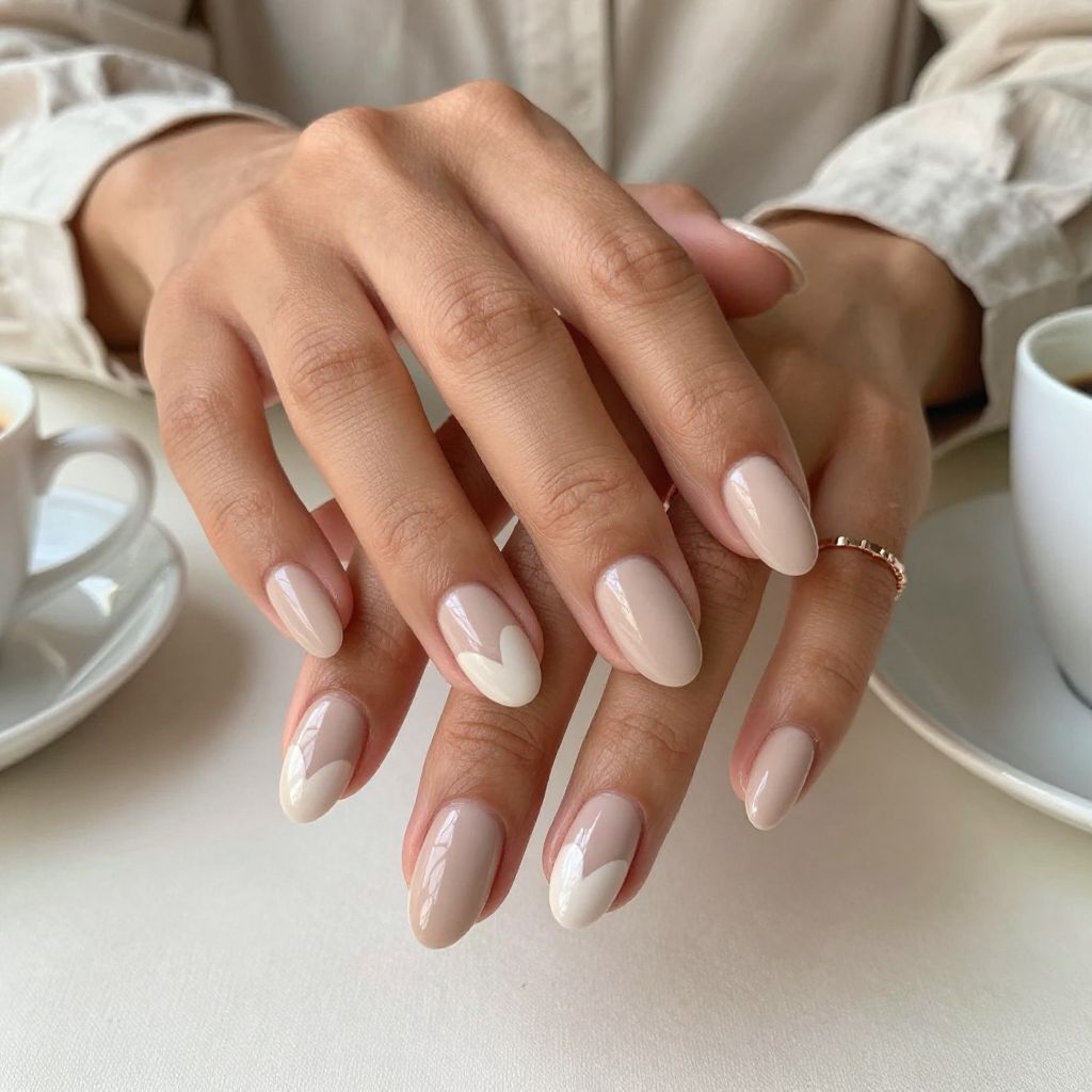 Soft Nude Hearts with Glossy Tips