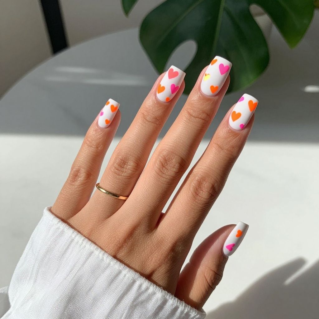 Neon Hearts on Matte White