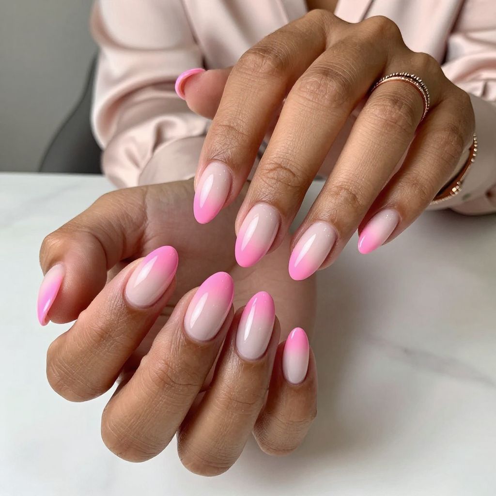 Ombre Hot Pink French Tips