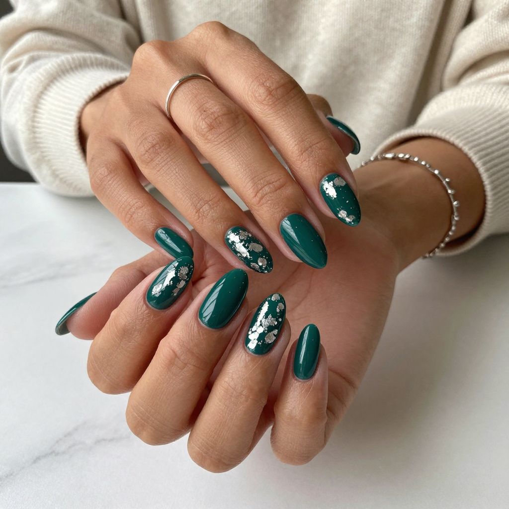 Hunter Green with Delicate Silver Foil