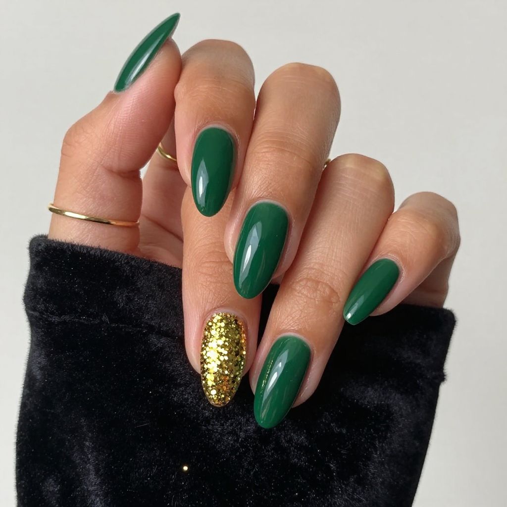 Sparkling Hunter Green and Gold Glam