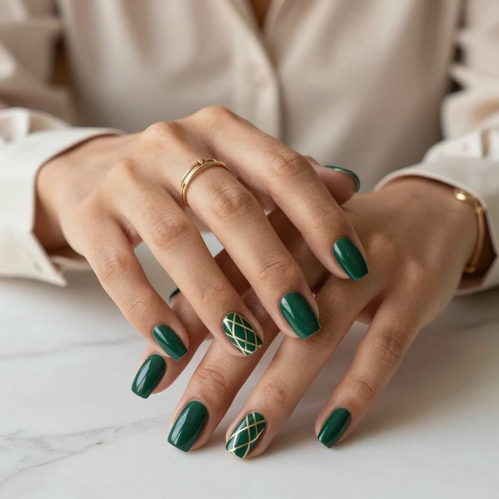 Geometric Hunter Green Artistry