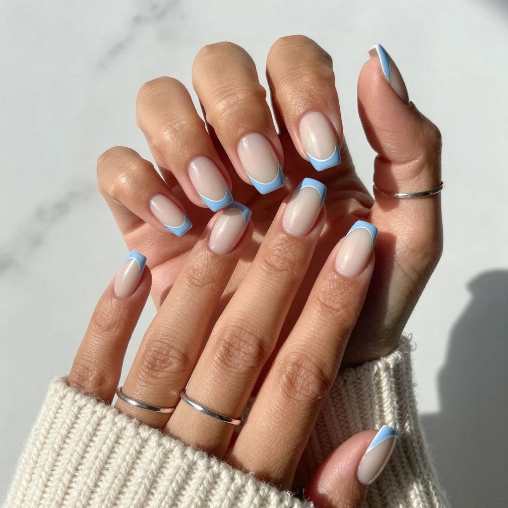 Icy Blue French with Metallic Silvers