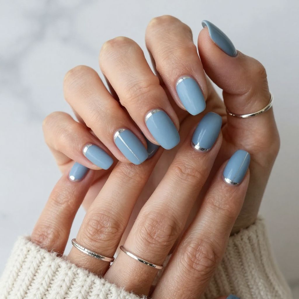 Icy Blue Matte with Silver Striping Tape